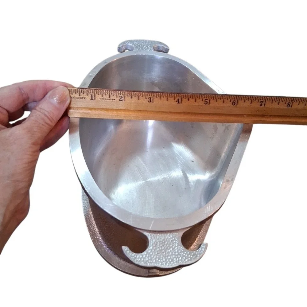 Vtg Guardian Service Hammered Aluminum Triangular Casserole 2.5Qt w/Glass Lid